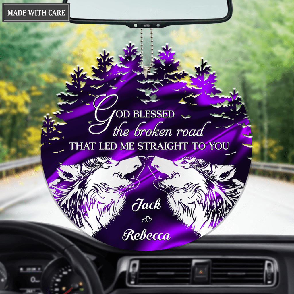 Howling Wolf Couple God Blessed Personalized Ornament