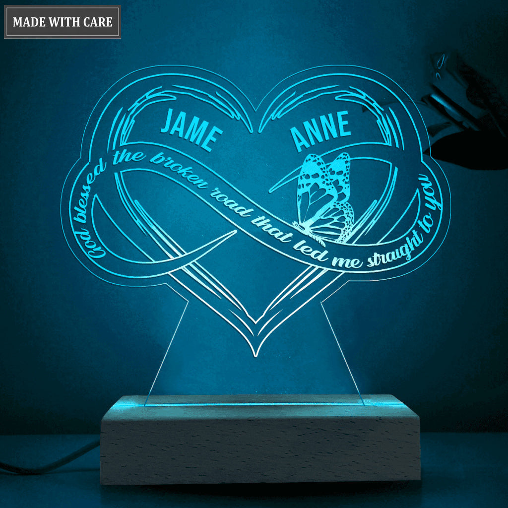 Infinity Heart God Blessed Personalized Acrylic Seven Colors Night Light