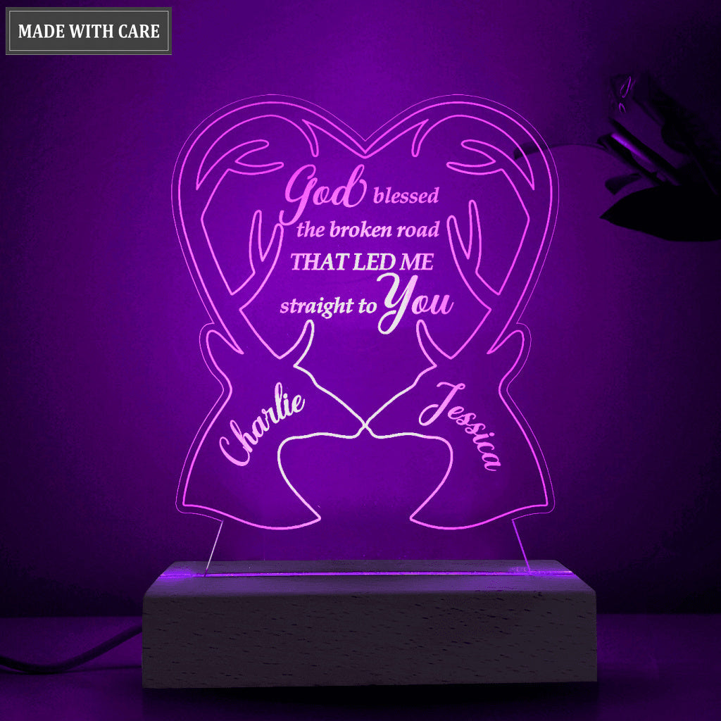 Personalized Couple Deer God Blessed Acrylic Seven Colors Night Light