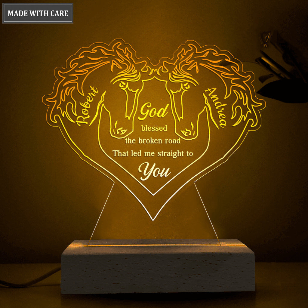 Personalized Couple Horse God Blessed Acrylic Seven Colors Night Light
