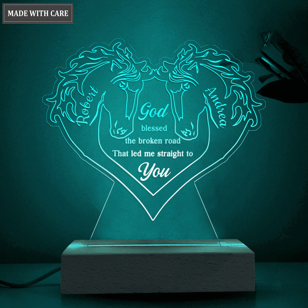 Personalized Couple Horse God Blessed Acrylic Seven Colors Night Light