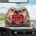 Personalized Heart With Two Owls God Blessed Ornament