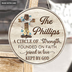Personalized Lily Cross Circle Of Strength Wood Circle Sign