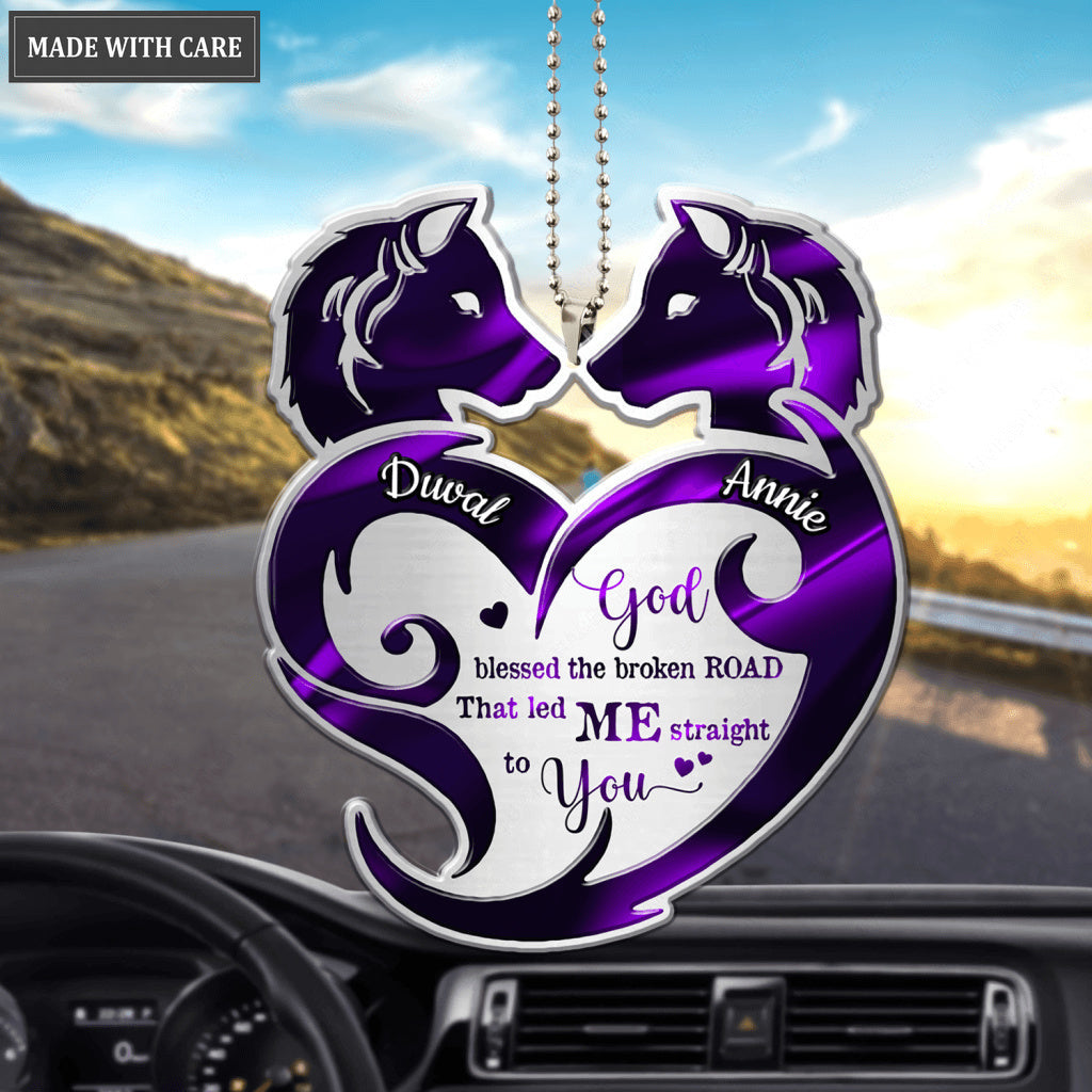 Personalized Wolf Couple Tribal Heart God Blessed Ornament