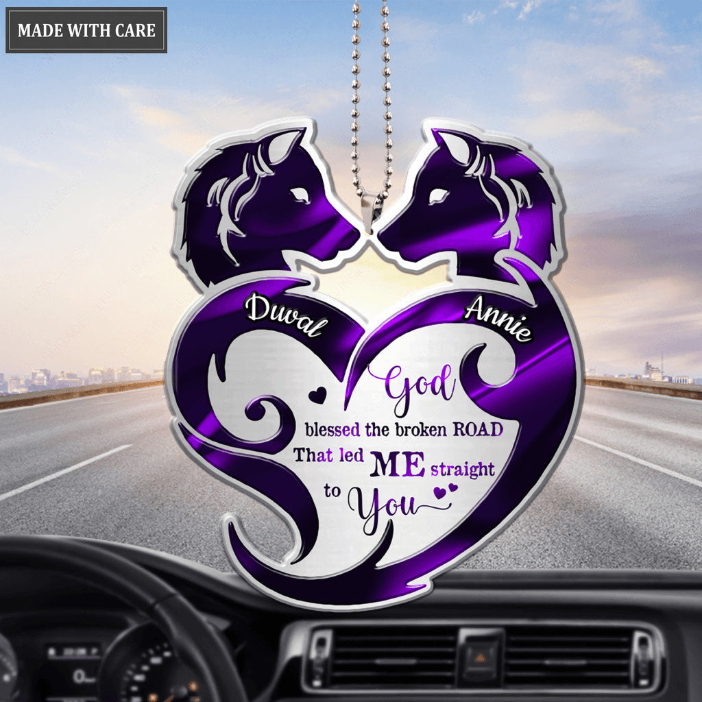 Personalized Wolf Couple Tribal Heart God Blessed Ornament