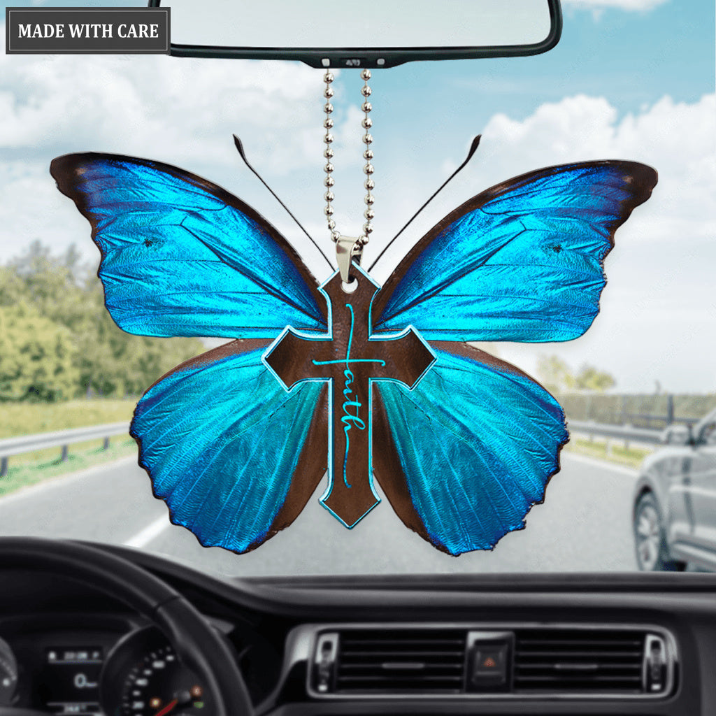 Morpho Butterfly Faith Ornament