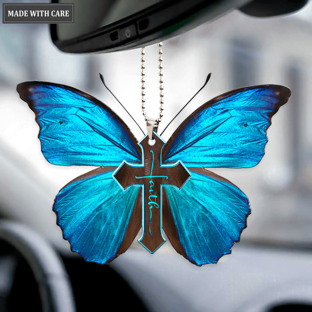 Morpho Butterfly Faith Ornament