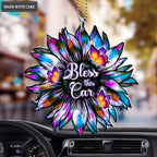 Bless This Car Sunflower Silhouette Ornament