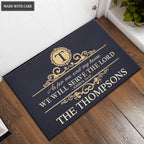 Calligraphic Pattern Elegant Decor Elements Serve The Lord Personalized Doormat