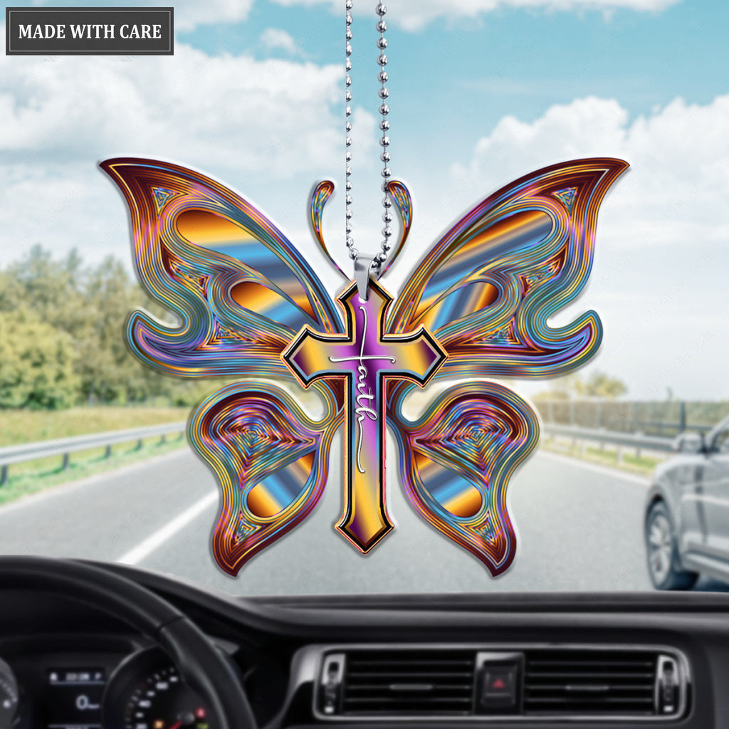 Faith Hologram Butterfly Ornament