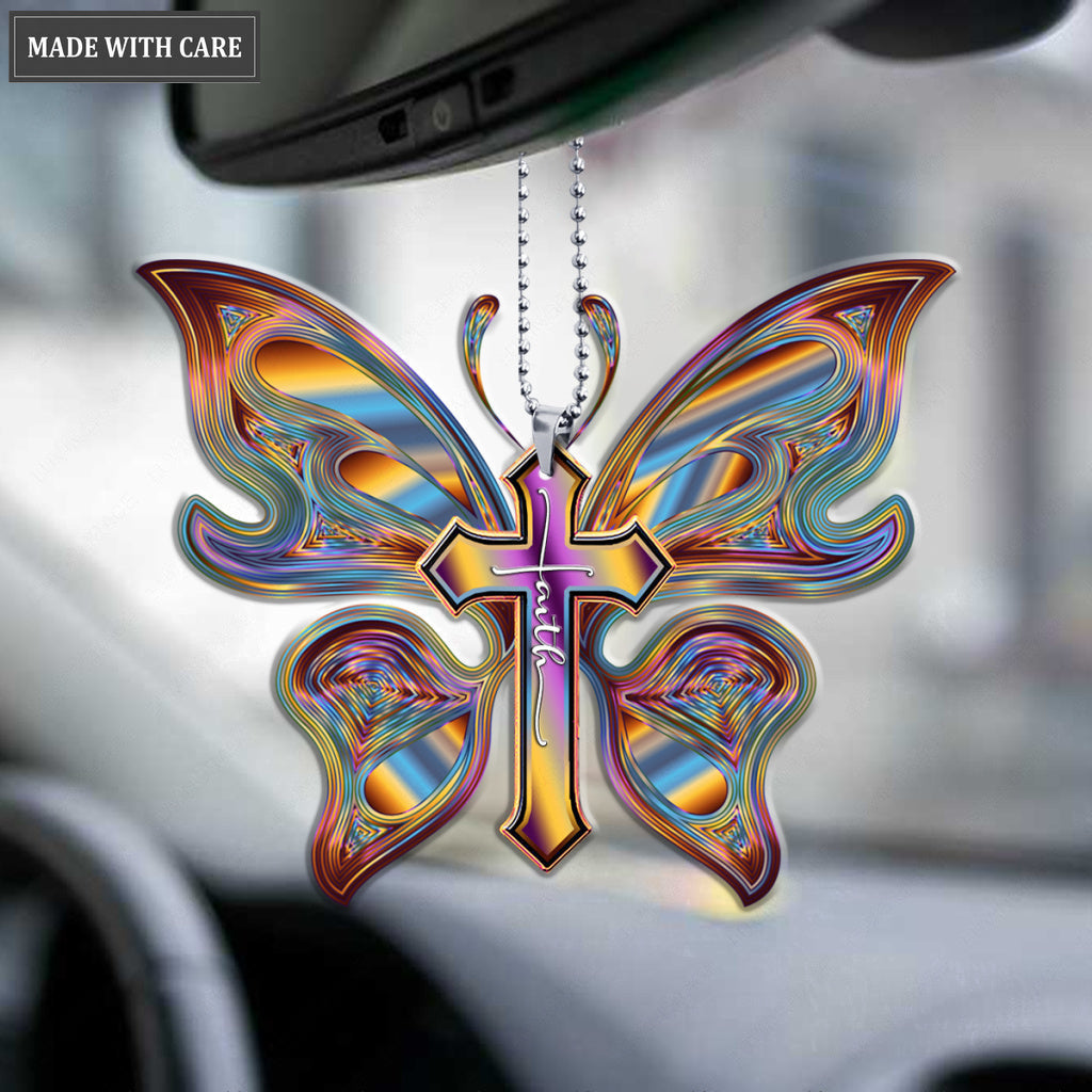 Faith Hologram Butterfly Ornament