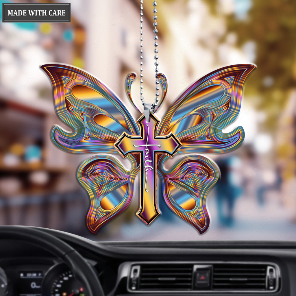 Faith Hologram Butterfly Ornament