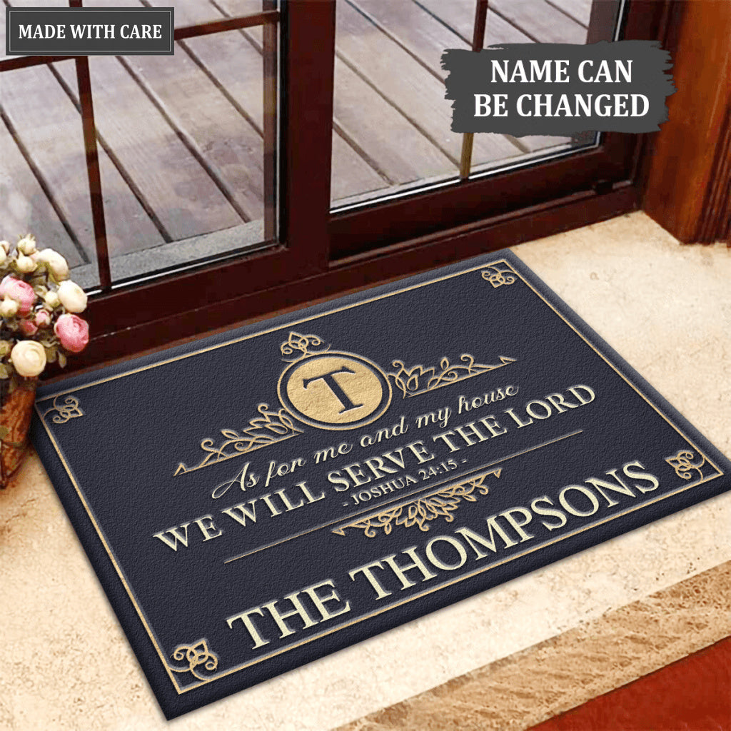 Monogram Design Elements Graceful Template Serve The Lord Personalized Doormat