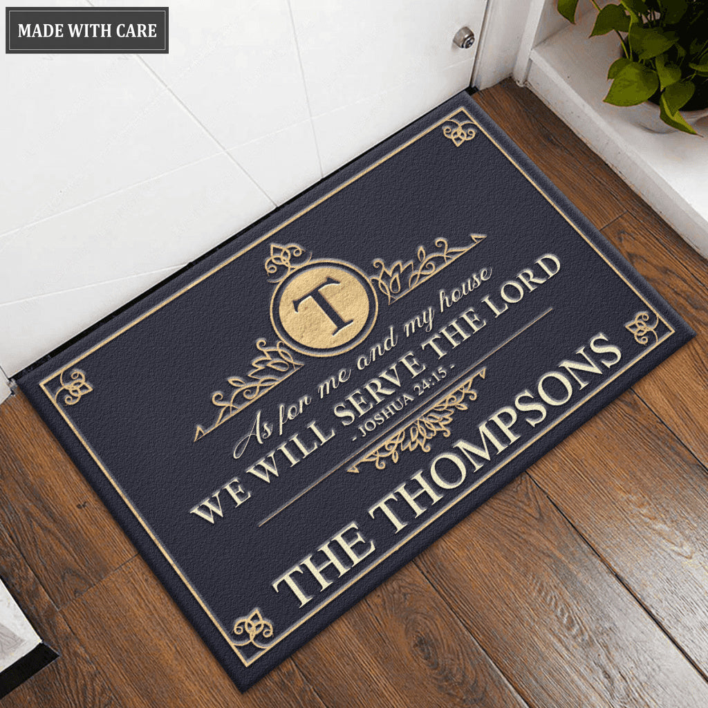 Monogram Design Elements Graceful Template Serve The Lord Personalized Doormat