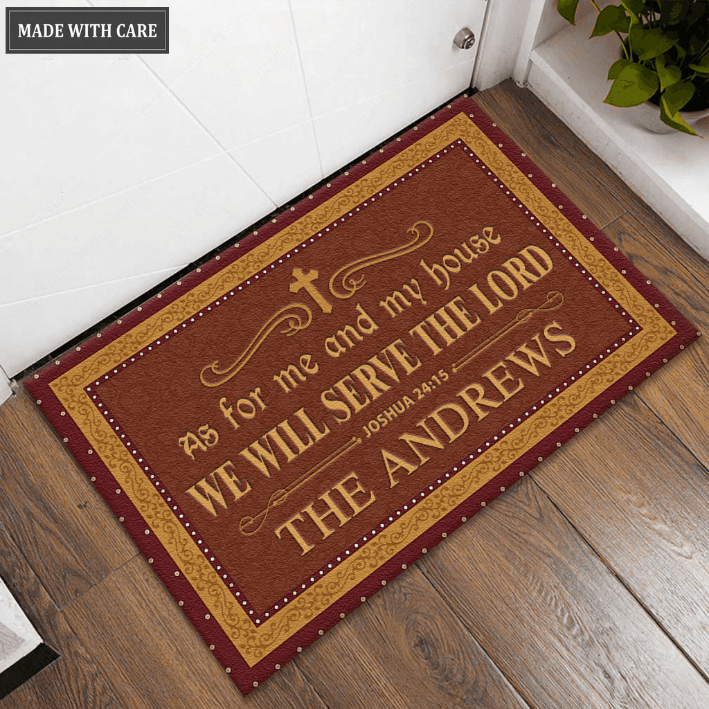Personalized Abstract Flower Texture Dots Frame Serve The Lord Multifunctional Doormat