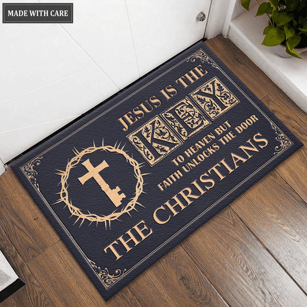 Personalized Doormat Jesus Is The Key To Heaven But Faith Unlocks The Door