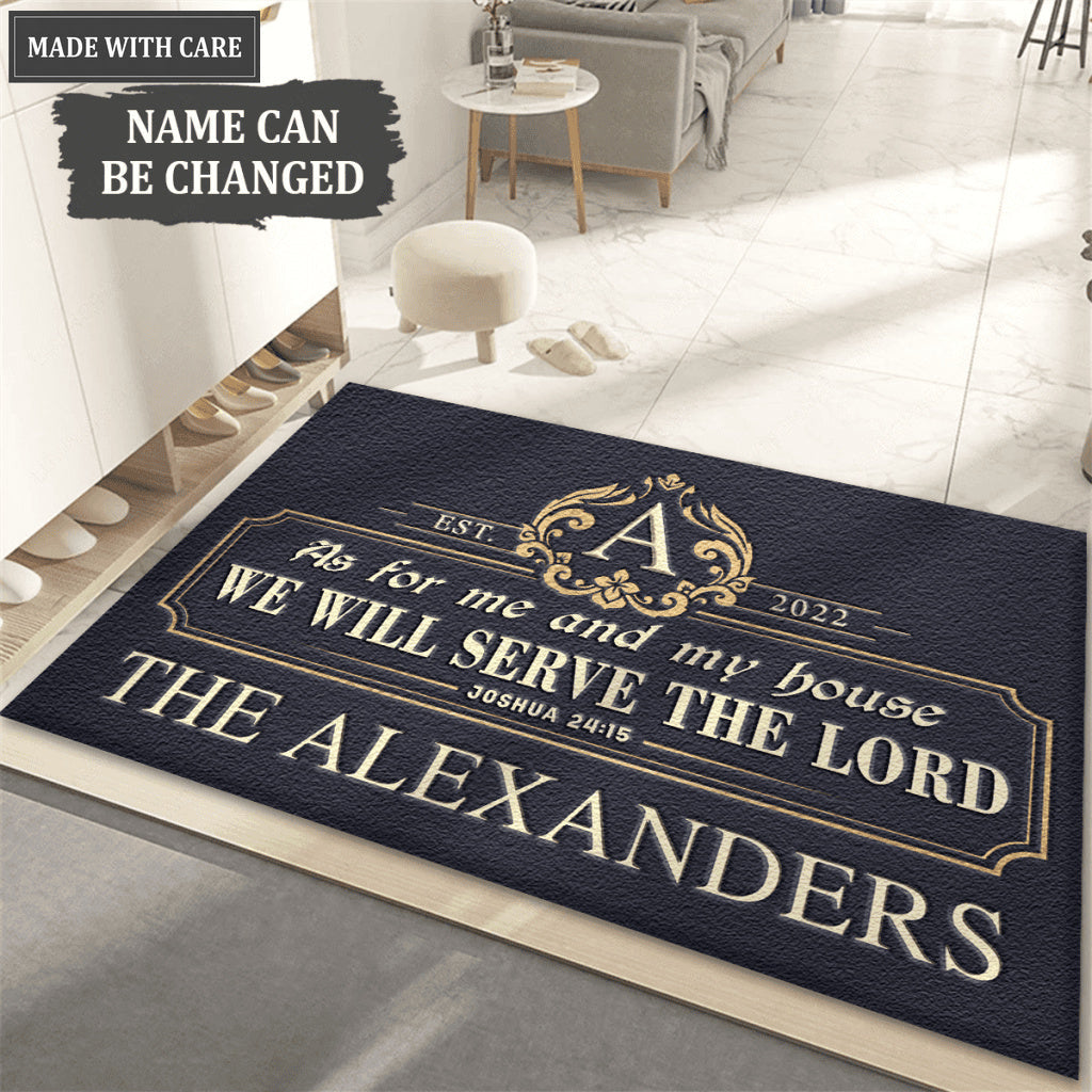 Personalized Luxury Monogram Template Design Serve The Lord Doormat