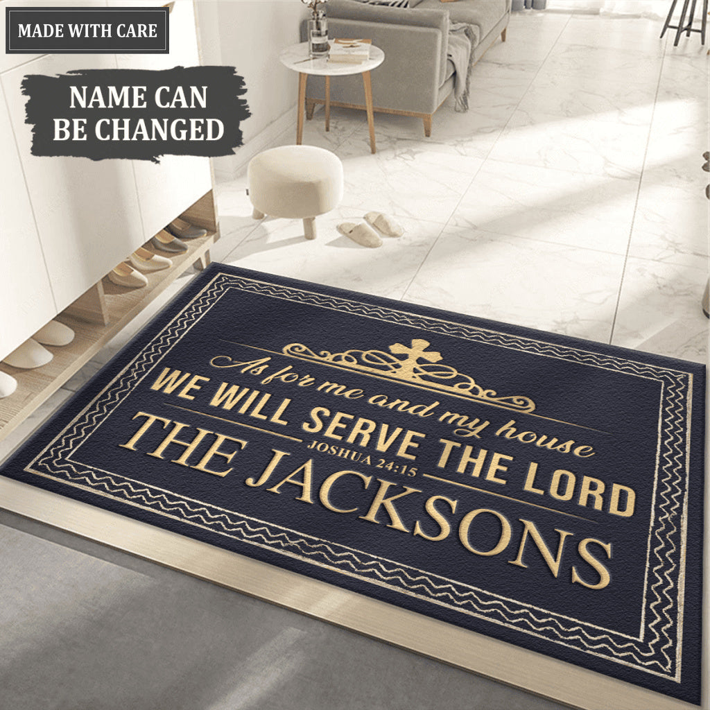 Ripple Border Serve The Lord Personalized Doormat