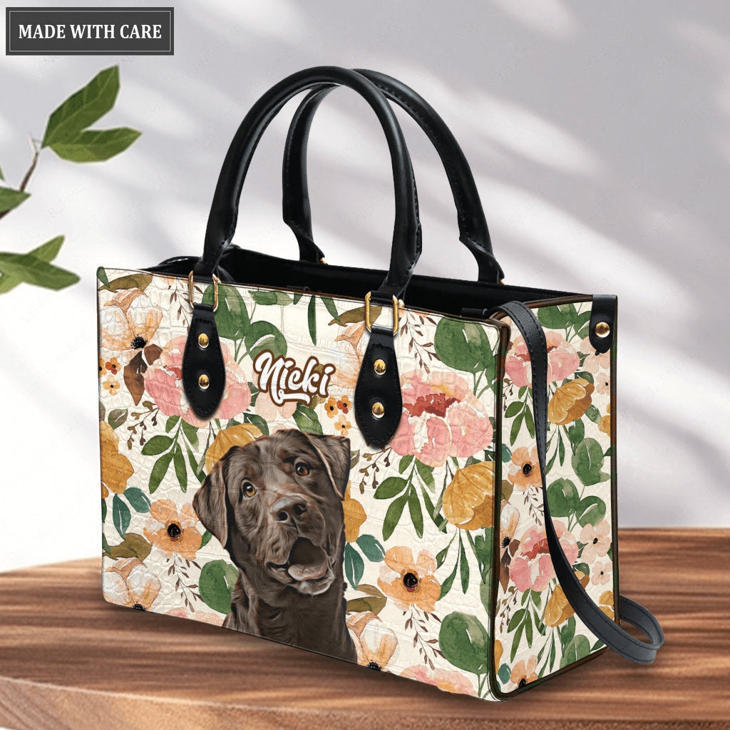 Floral Artistic Bag For Pet Lovers - Personalized Custom Leather Bag