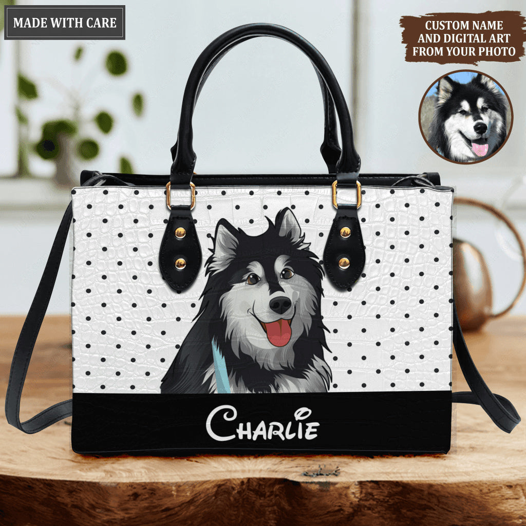 Vintage Polka Dots Pet Cartoon - Personalized Custom Leather Bag