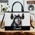 Vintage Polka Dots Pet Cartoon - Personalized Custom Leather Bag