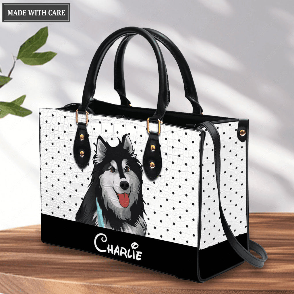 Vintage Polka Dots Pet Cartoon - Personalized Custom Leather Bag