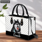 Vintage Polka Dots Pet Cartoon - Personalized Custom Leather Bag