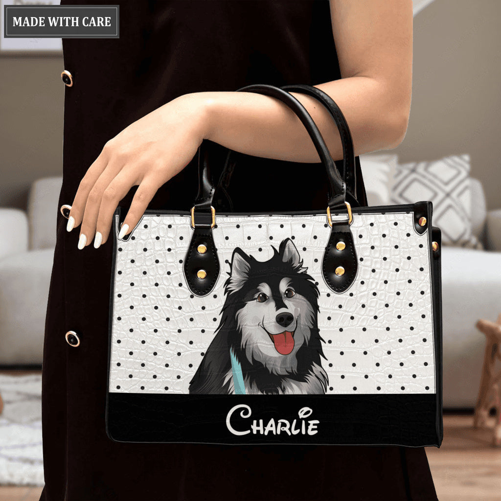 Vintage Polka Dots Pet Cartoon - Personalized Custom Leather Bag