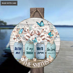 Personalized Cotton Flower Serve The Lord Wood Circle Sign