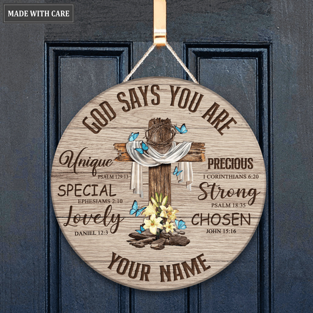 Personalized Cross God Says You Are Circle Sign