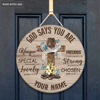 Personalized Cross God Says You Are Circle Sign