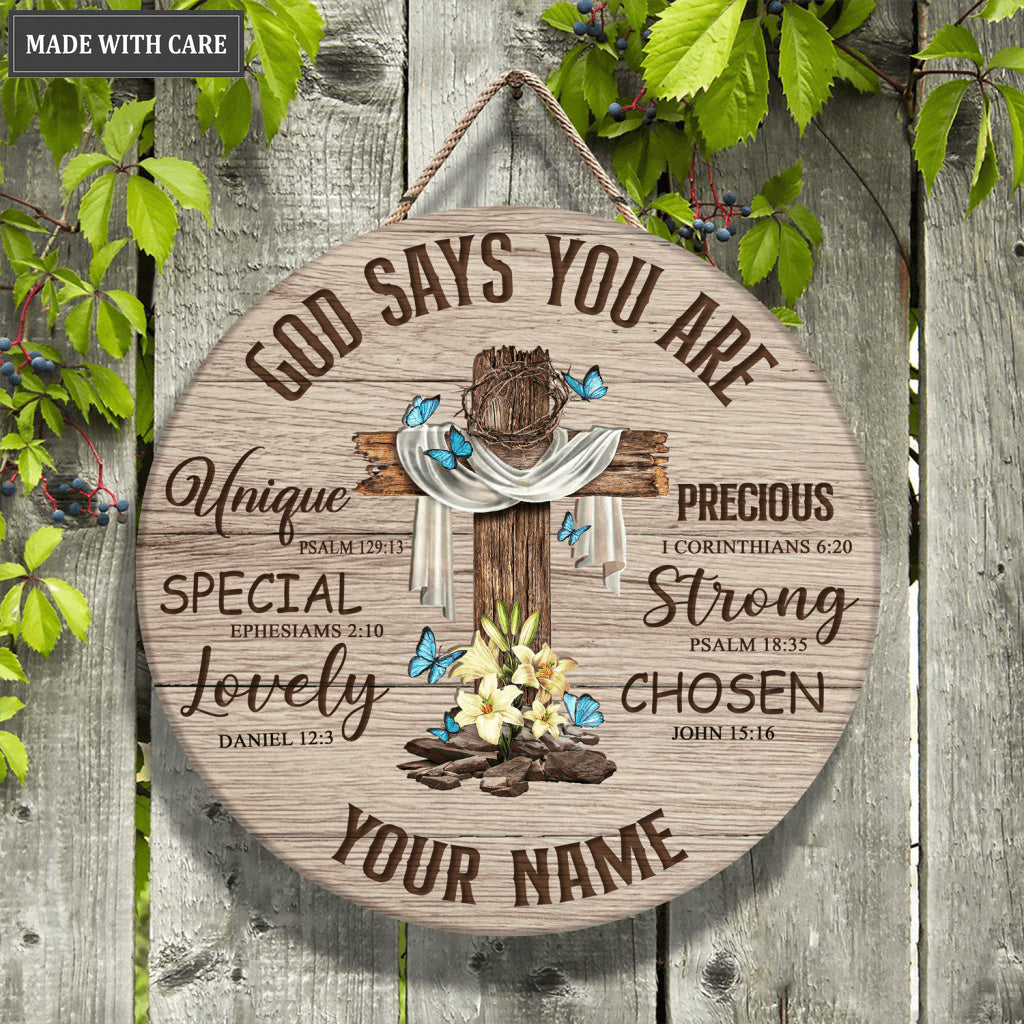 Personalized Cross God Says You Are Circle Sign