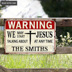 Personalized Nail Cross Talking About Jesus Metal Sign