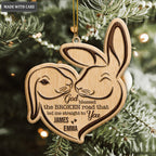 Bunny Rabbit Couple God Blessed Personalized Wood Engraved Ornaments