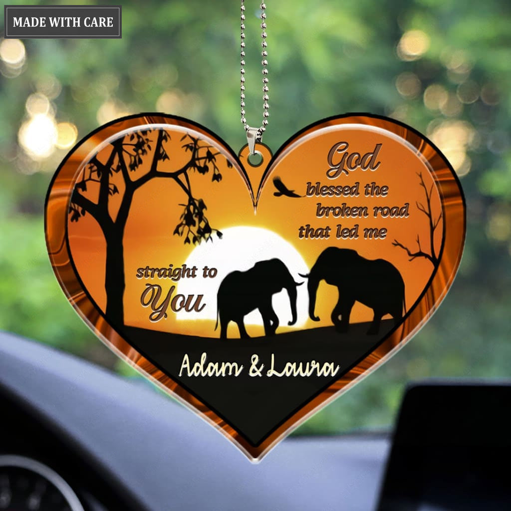 Luvingrace M82 Elephant Couple God Blessed Personalized Ornament