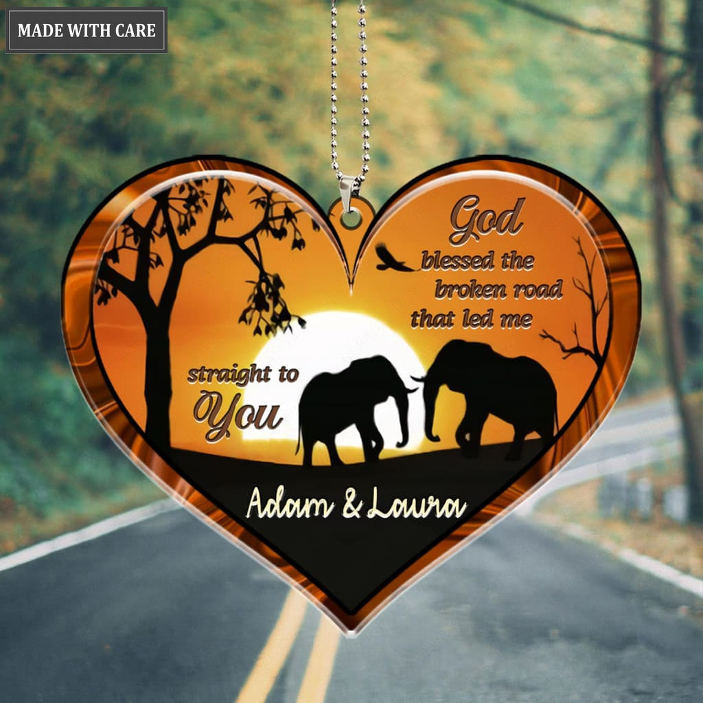 Luvingrace M82 Elephant Couple God Blessed Personalized Ornament