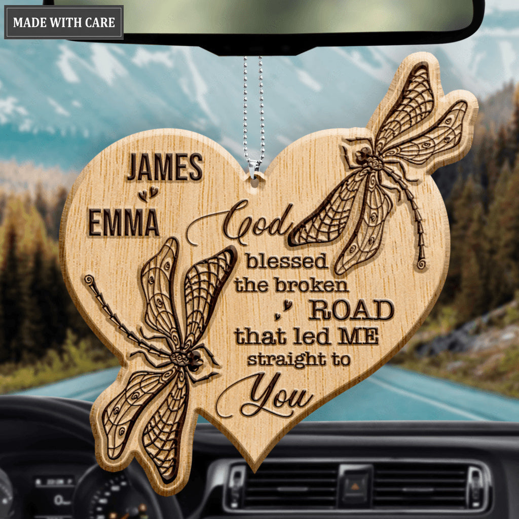 Wild Love Dragonfly Couple God Blessed Personalized Wood Engraved Ornaments