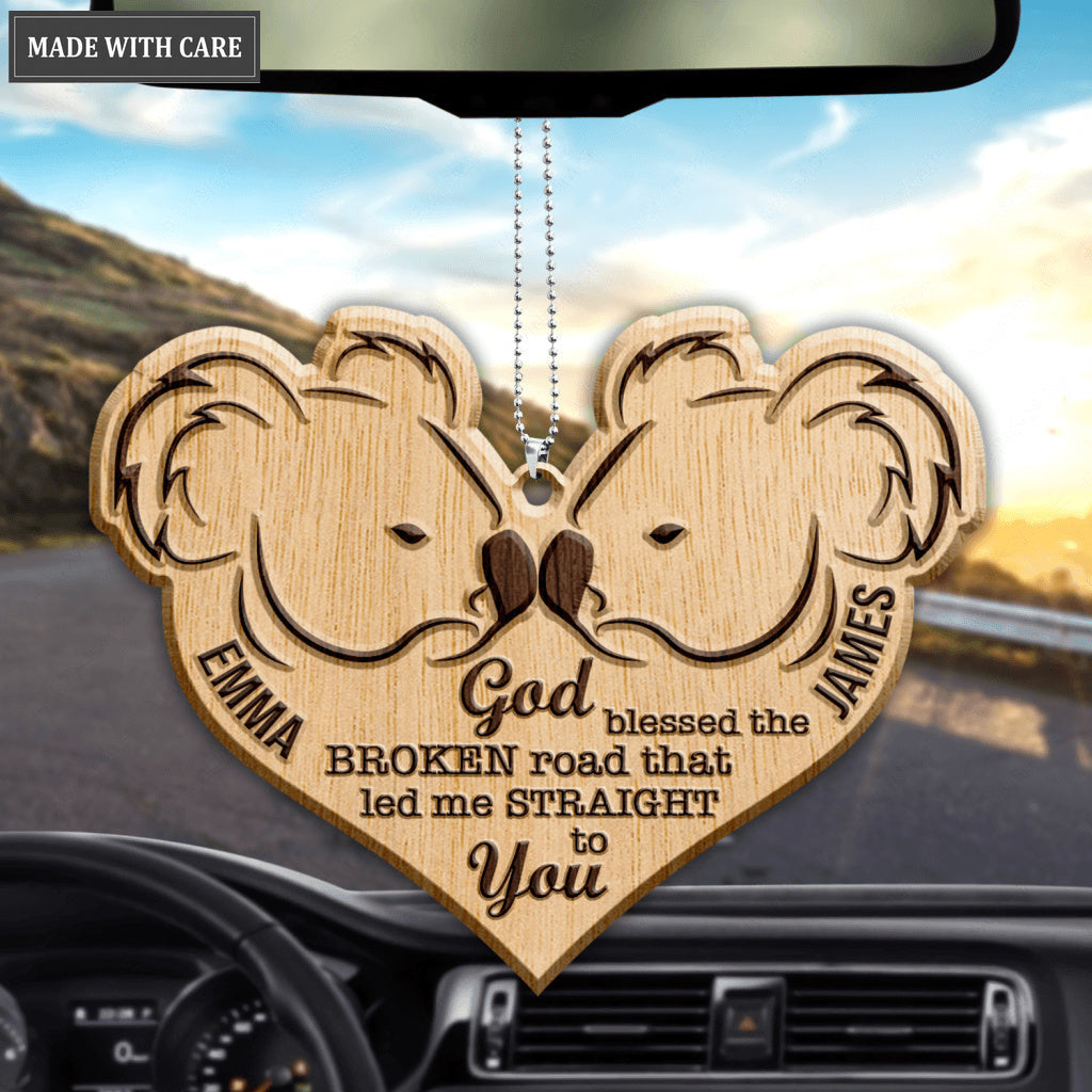 Wild Love Koala Couple God Blessed Personalized Wood Engraved Ornaments