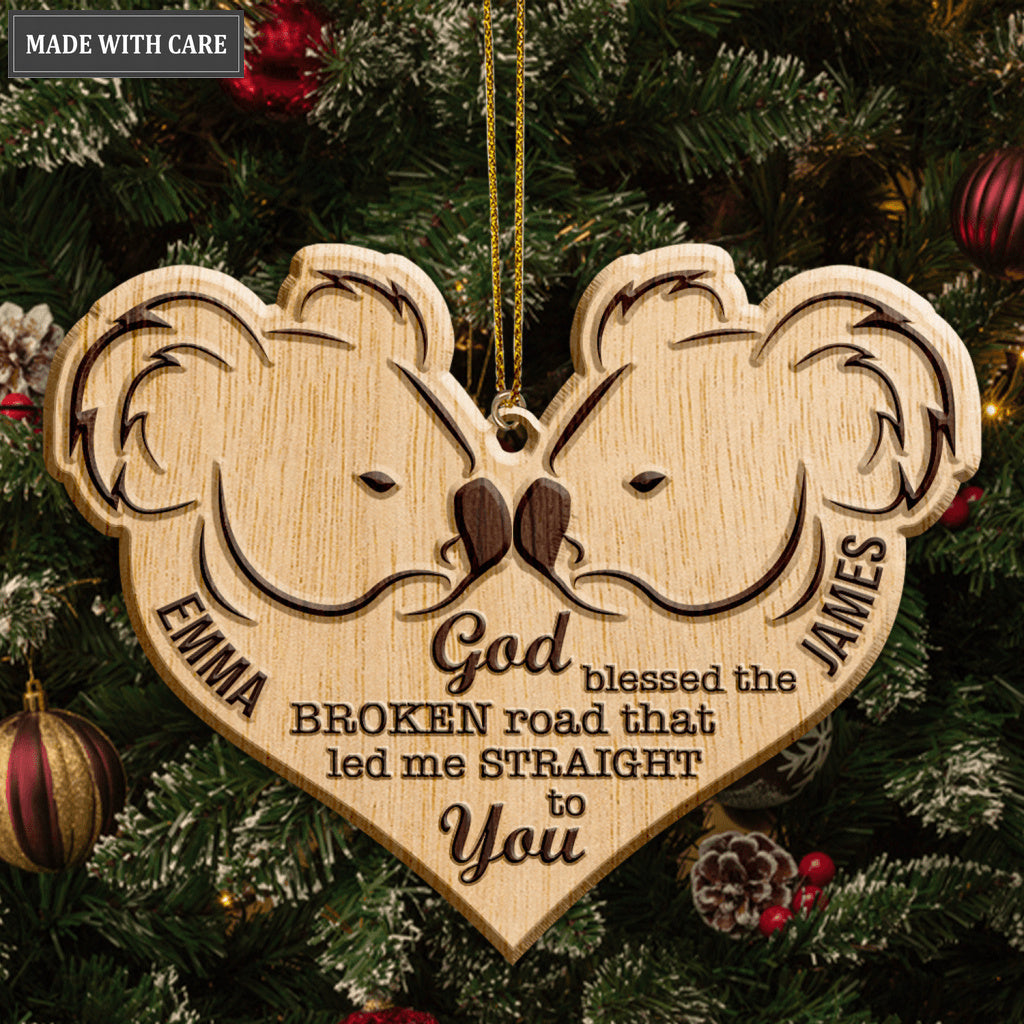 Wild Love Koala Couple God Blessed Personalized Wood Engraved Ornaments