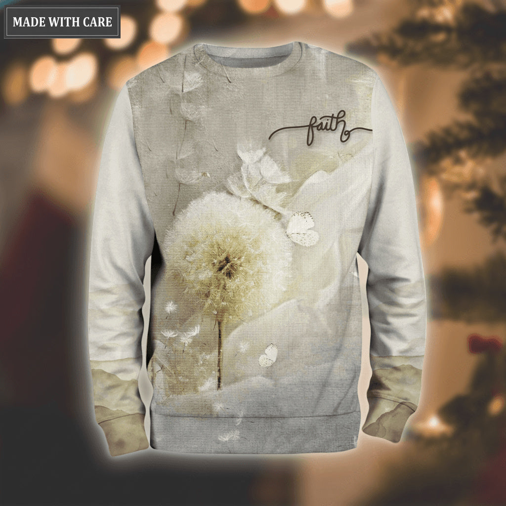 Dandelion Flower Butterfly Faith Over Fear Hoodie