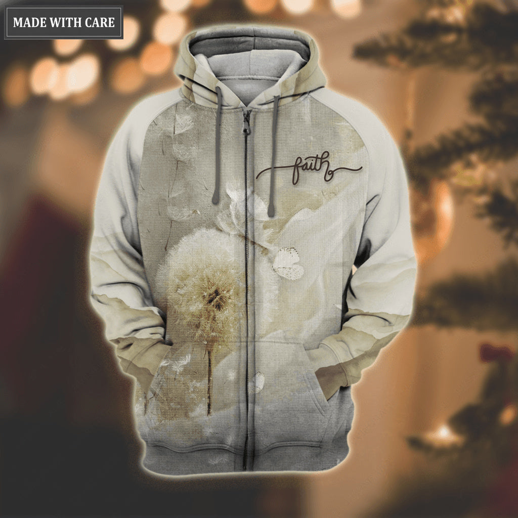 Dandelion Flower Butterfly Faith Over Fear Hoodie