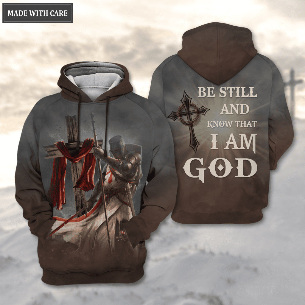 Jesus Cross Armor Knight Be Still And Know That I Am God Hoodie