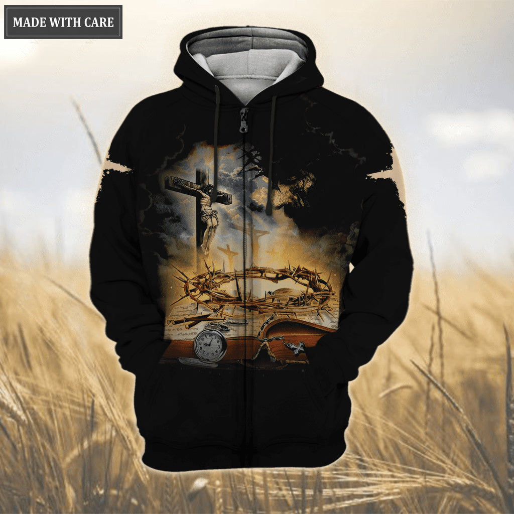 Jesus Cross Bible Corwn Of Thorns Hoodie