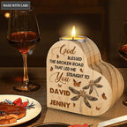 Golden Dragonfly Couple Butterfly God Blessed Personalized Candle Holder