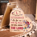 Roses Faith Cross Butterfly As For Me And My House Personalized Candle Holder