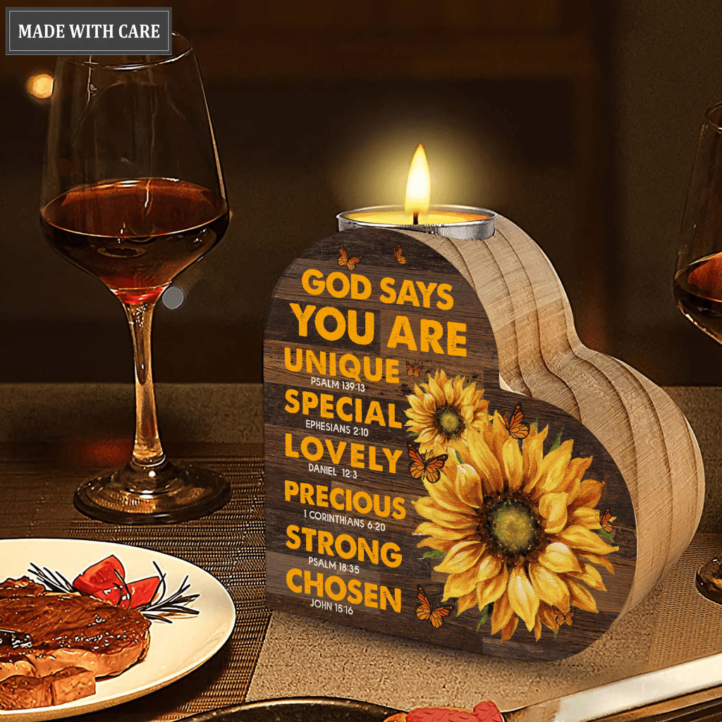 Sunflower And Butterfly God Says You Are Candle Holder