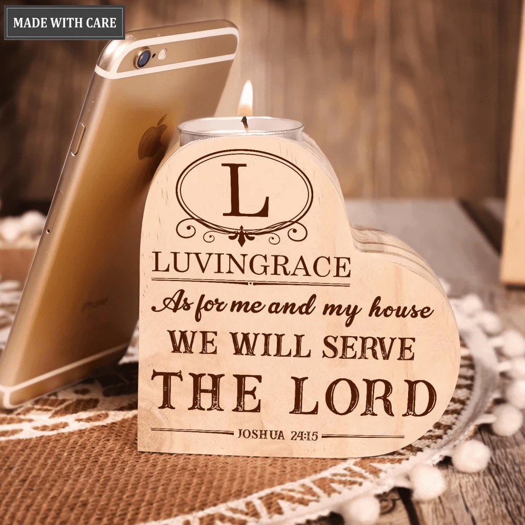 Vintage Frame As For Me And My House Personalized Candle Holder