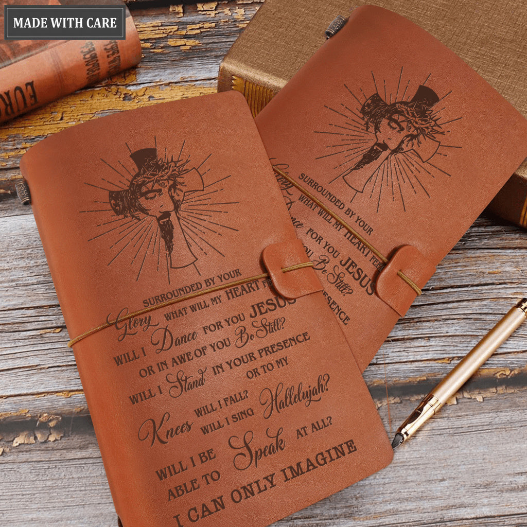 Vintage Leather Christian Cross Light Surrounded By Your Glory Nautical Notebook