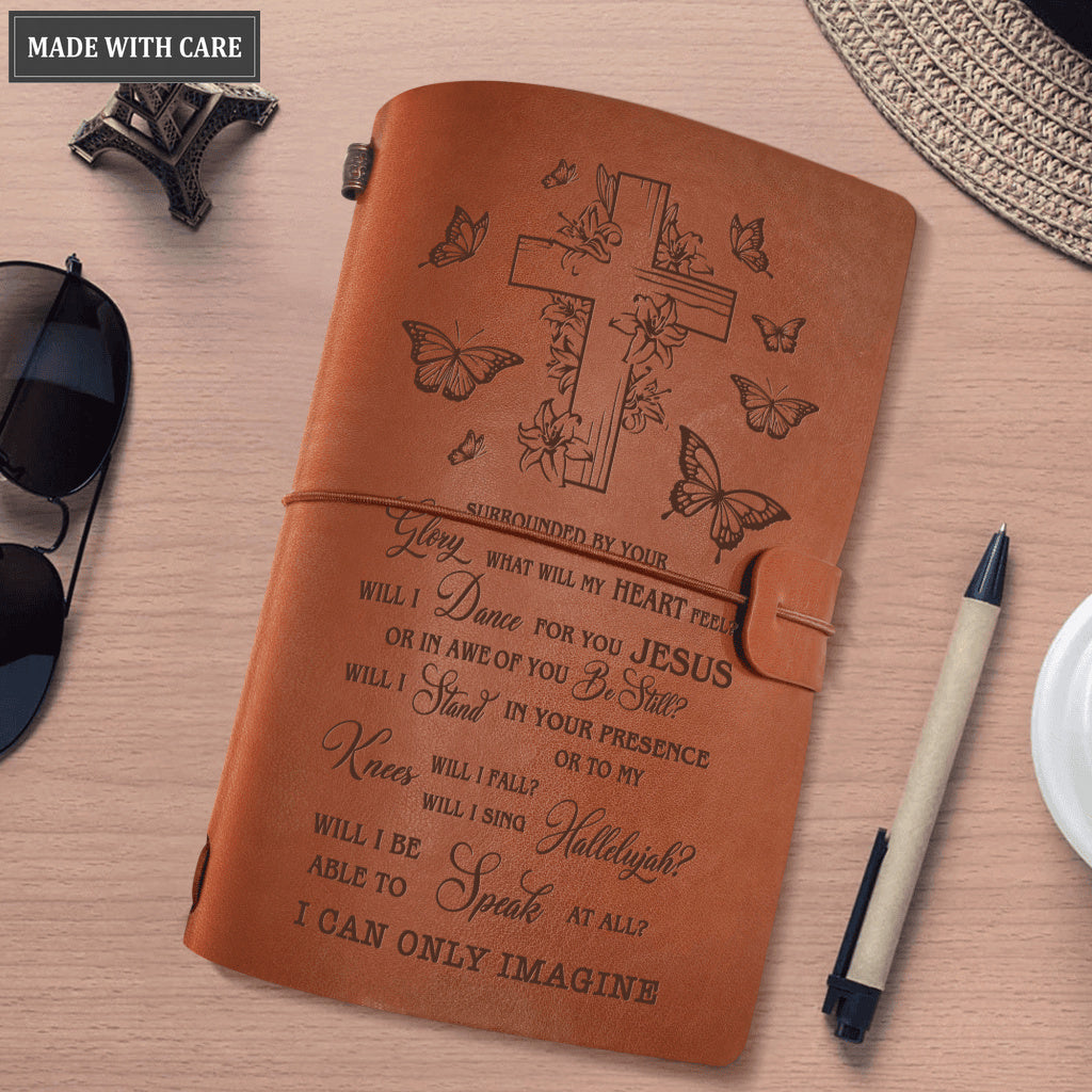 Vintage Leather Flower Butterfly Cross Surrounded By Your Glory Nautical Notebook