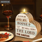 Vintage Wooden As For Me And My House Personalized Candle Holder
